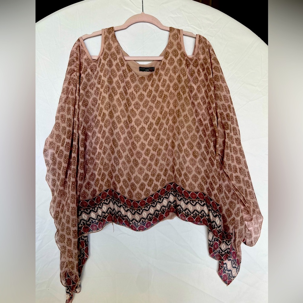 Made in Italy silk blend cold shoulder women’s blouse size large